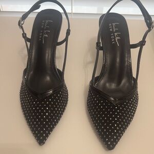 Nicole Miller Black Heels with Silver Studs